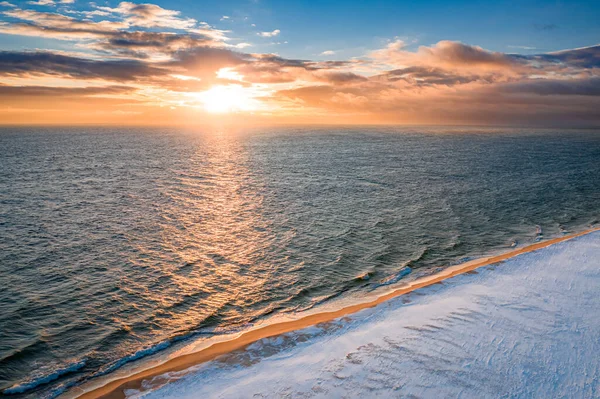 Östersjön Och Hel Halvön Vintern Flygfoto Över Naturen Polen — Stockfoto