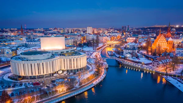 Winteropera Bydgoszcz Polen Nachtarchitectuur Polen Europa — Stockfoto