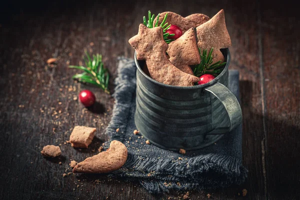 Домашнє Імбирне Печиво Різдво Спеціями Сільському Кубку — стокове фото