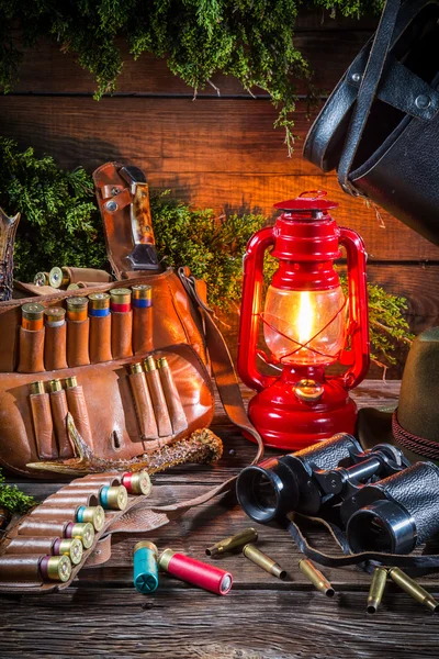 Forester lodge with a hunting equipment — Stock Photo, Image