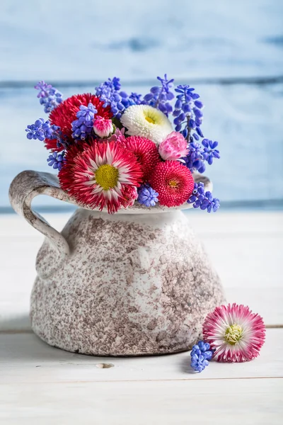 Flores azules de primavera en un jarrón — Foto de Stock
