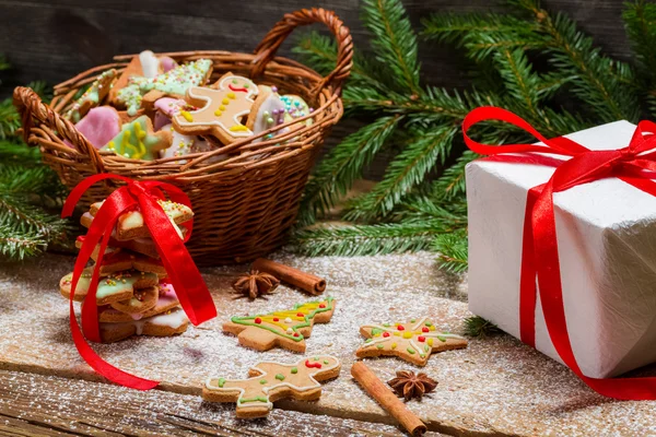 Gingerbread çerezleri Noel için paketleme — Stok fotoğraf