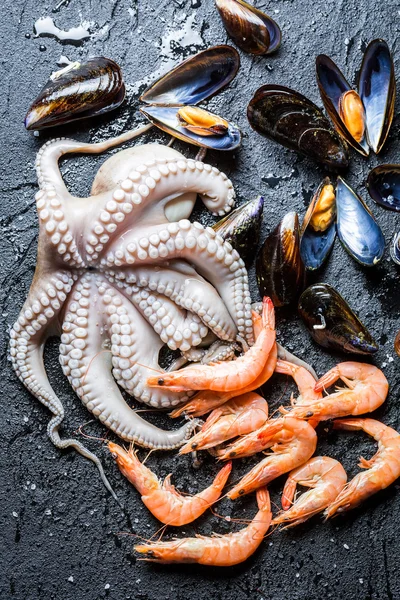 Tres tipos de mariscos frescos — Foto de Stock