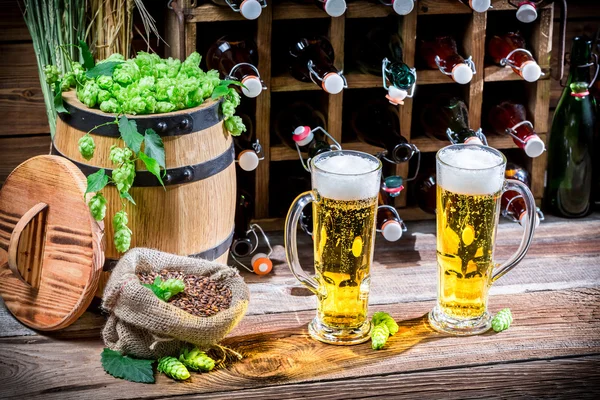 Two pints of homemade beer — Stock Photo, Image