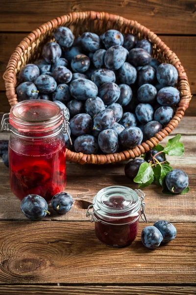 Fresh jam from plum in the pantry — Stock Photo, Image