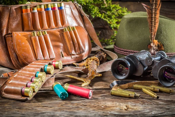 Hunting equipment in a house forester — Stock Photo, Image