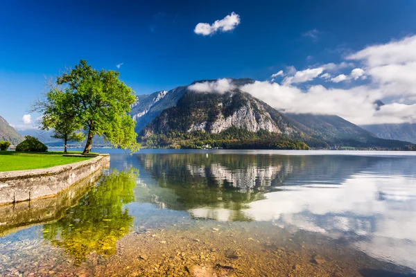 Crystal clear mountain lake in full sunlight — Stock Photo, Image