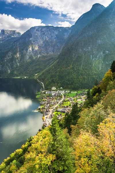 Hallstatt at sunset from the top — Stock Photo, Image