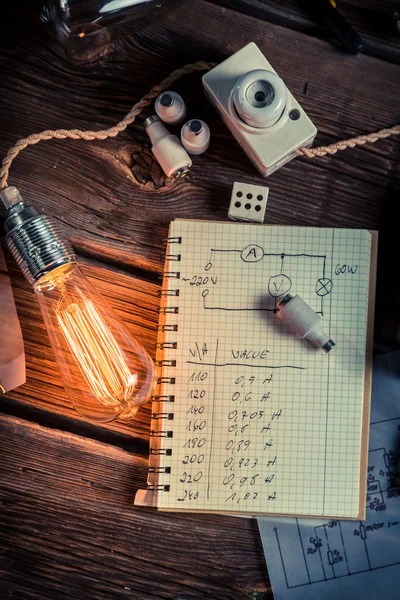 Ohms law results in a physics laboratory — Stock Photo, Image