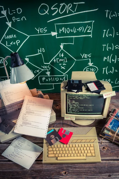 Vintage computer lab at a technical — Stock Photo, Image