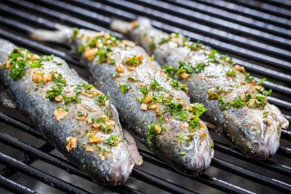 Poisson grillé au citron et aux épices — Photo