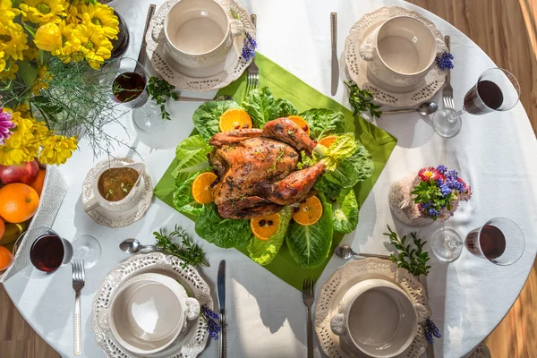 Rostad kalkon på thanksgiving — Stockfoto