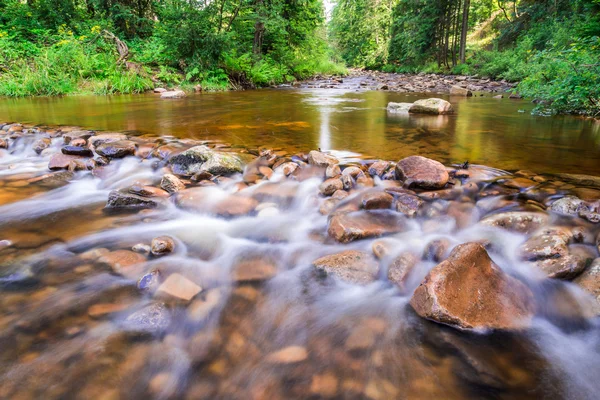 Corriente de montaña que fluye entre las piedras — Foto de Stock