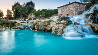 Natural spa with waterfalls in Tuscany, Italy clipart