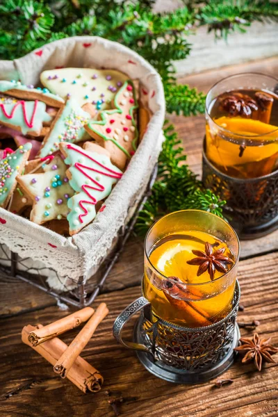 Christmas hot sweet tea — Stock Photo, Image