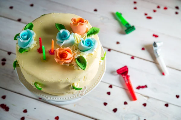 Birthday cake made of marzipan — Stock Photo, Image