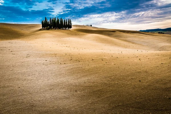 Paysage brun et bleu en automne en Toscane — Photo