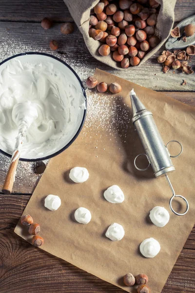 Baking meringues for macaroons — Stock Photo, Image