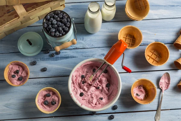Voorbereiding van zelfgemaakte vruchten ijs — Stockfoto