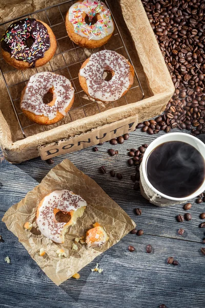 Pranzo con ciambelle e caffè — Foto Stock