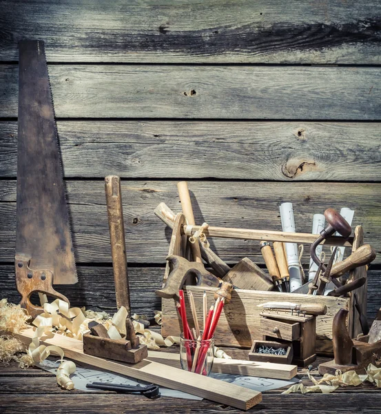 Carpenter working tools — Stock Photo, Image