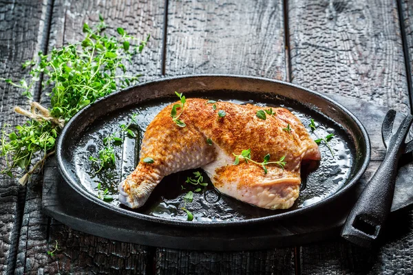 Piece of chicken with herbs and spices — Stock Photo, Image