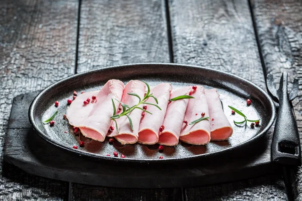 Fresh cold cuts on buried board — Stock Photo, Image