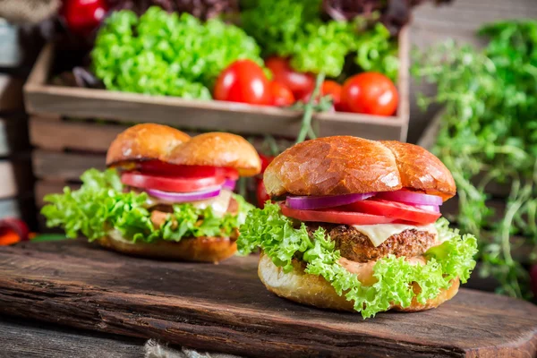 Hamburger savoureux aux légumes — Photo