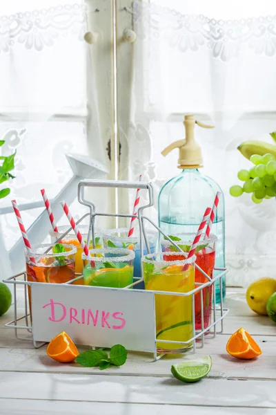 Cold lemonade with citrus and sugar — Stock Photo, Image