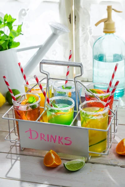 Cold lemonade with orange and lemon — Stock Photo, Image