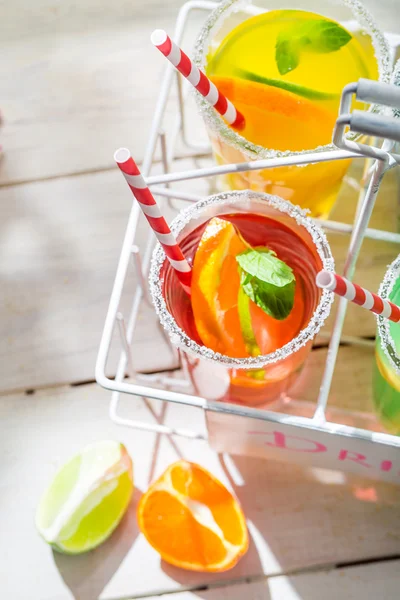 Tasty lemonade with orange and lemon — Stock Photo, Image