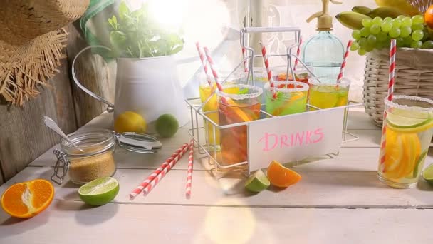 Fare limonata con frutta estiva — Video Stock