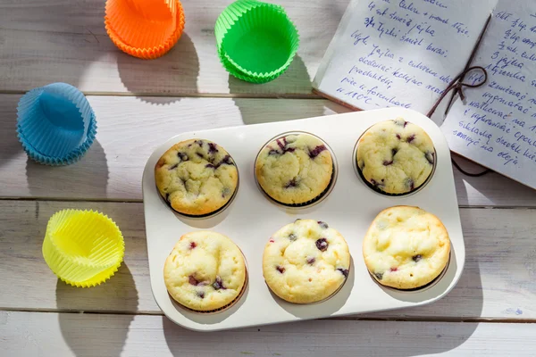 Versieren smakelijke cupcakes met zoete room — Stockfoto
