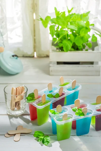 Homemade ice cream with fresh fruits — Stock Photo, Image