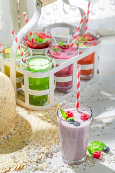 Sweet cocktail with fruity yogurt — Stock Photo, Image