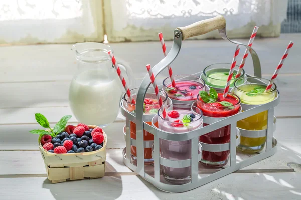 Colorfull cocktail with fruity yogurt — Stock Photo, Image