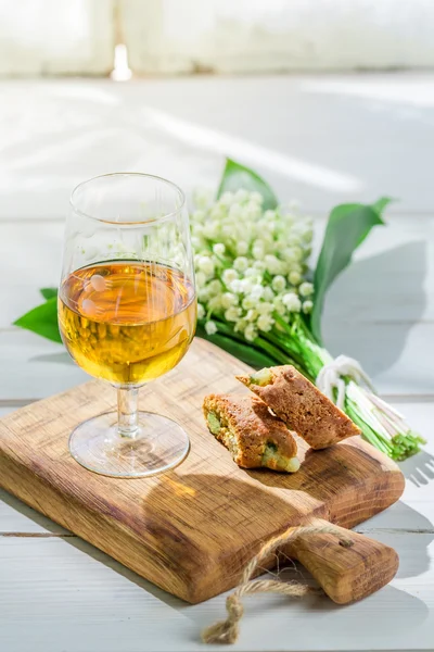 Vin Santo ile tatlı cantuccini — Stok fotoğraf