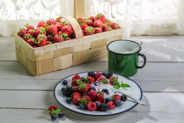 Frutos doces com iogurte — Fotografia de Stock