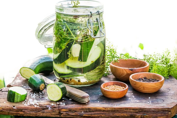 Preparation for canned squash in the garden — Stock Photo, Image