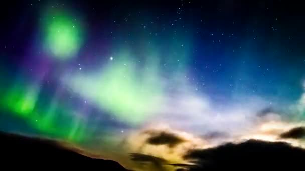 Aurora en la noche en Islandia — Vídeos de Stock