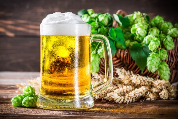 Свежее и холодное пиво в стакане — стоковое фото