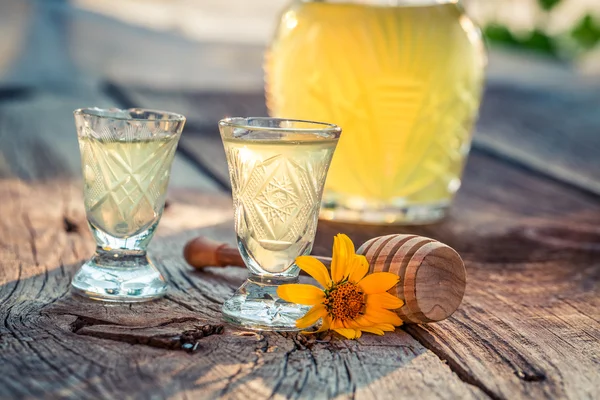 Bal ve alkol ile tatlı ev yapımı likör — Stok fotoğraf