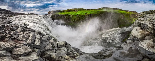 Panorama Dettifoss vodopád Islandu — Stock fotografie