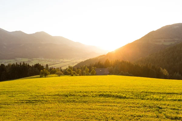 Austrian landscape in the country at dusk — Stock Photo, Image