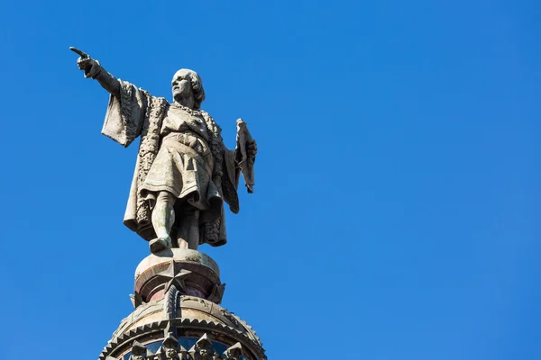 Staty av christopher columbus i barcelona Stockbild