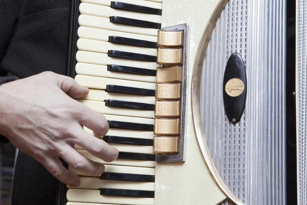 Ziehharmonika aus nächster Nähe spielen — Stockfoto