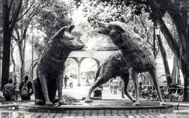 Coyotes fountain in Coyoacan, Mexico City clipart