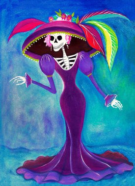 Gün ölü Catrina iskeletin