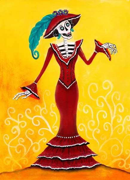 Dag van de dode Catrina Skeleton — Stockfoto