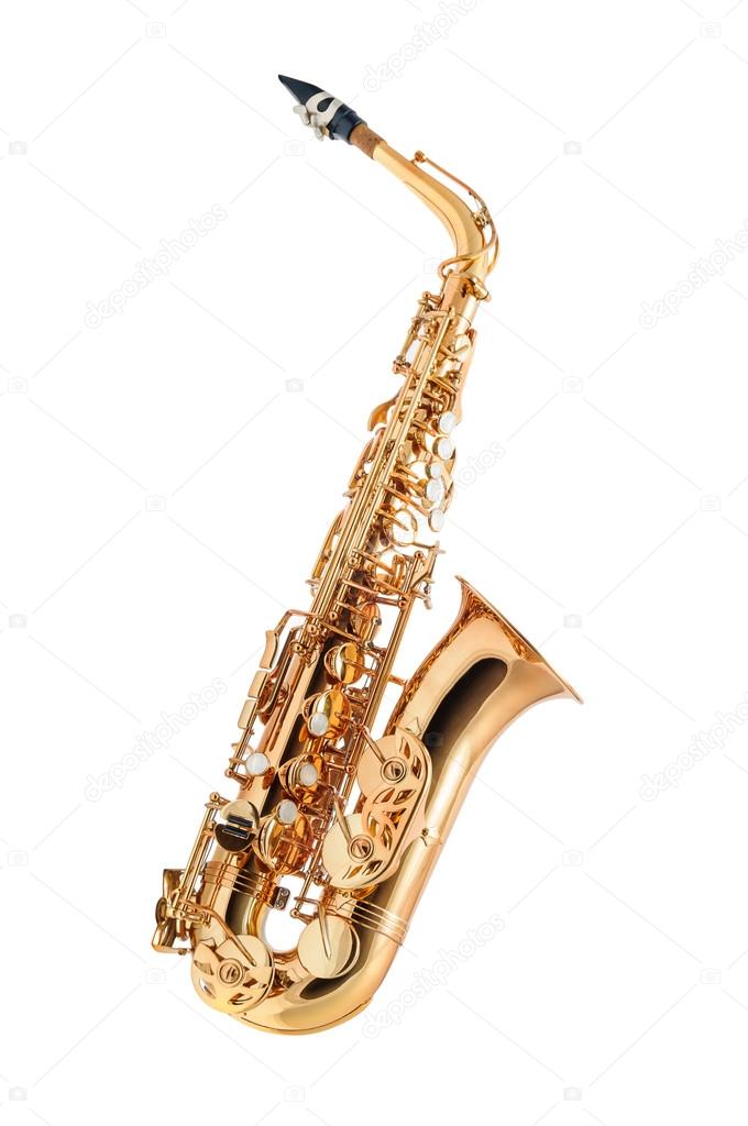 Saxophone isolated — Stock Photo © agcuesta1 64617935